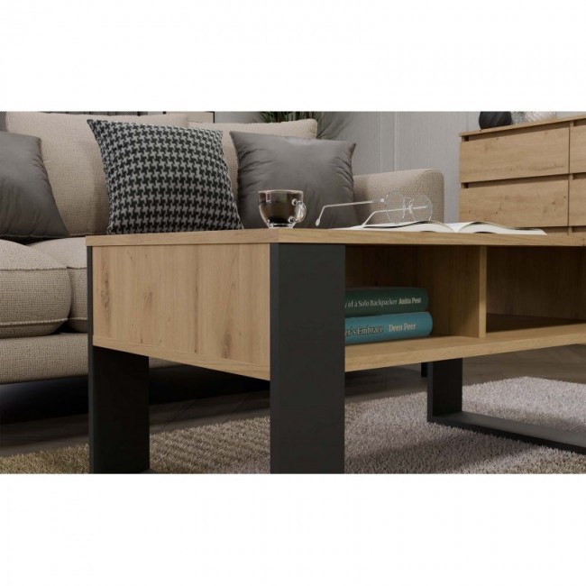 MODERN 2P ARTISAN COFFEE TABLE WITH ANTHRACITE LEG