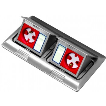 Box pod ogowy mini 2x3M - puszka blatowo-pod ogowa podw jna do monta u gniazd standardu 22,5x45 mm (45x45 mm) uchylna