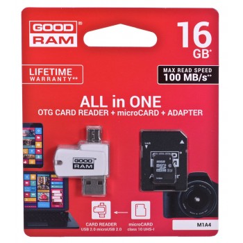 Goodram M1A4-0160R12 memory card 16 GB MicroSDHC Class 10 UHS-I