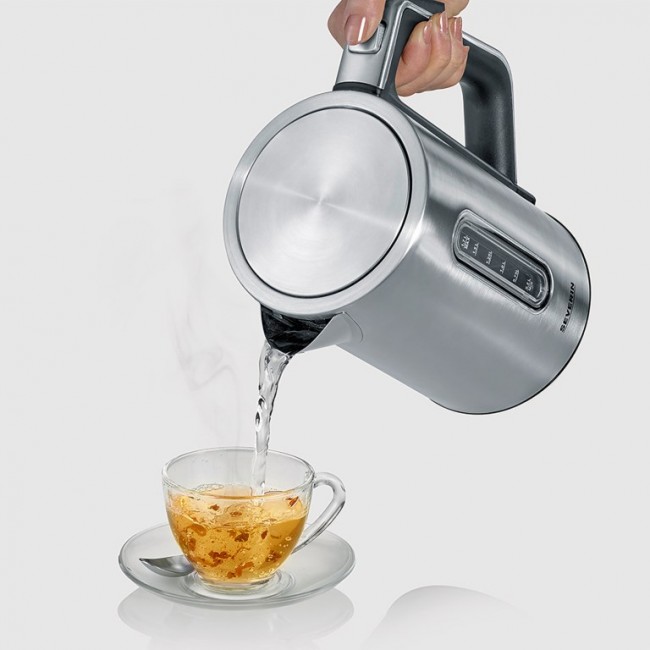 Severin 3418000 electric kettle 1.7 L 3000 W Black, Stainless steel