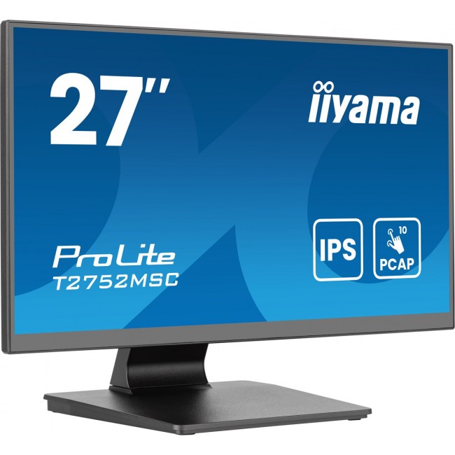iiyama ProLite 27 Optical Bonded PCAP 10pt touchscreen monitor with IPS panel technology, edge-to-edge glass design and Anti-Glare coating