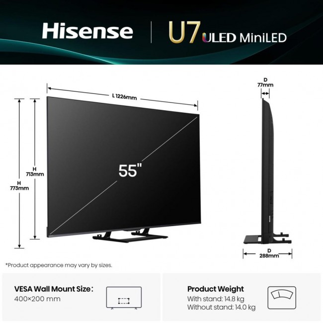 Hisense 55U7Q 139.7 cm (55 Hisense 55U7Q 139.7 cm (55