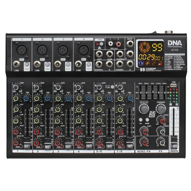 DNA QFX8 analog audio mixer 8 channels Bluetooth DNA QFX8 analog audio mixer 8 channels Bluetooth