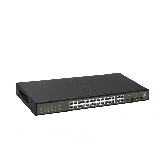 LevelOne Hilbert 28-Port Gigabit Smart Lite Switch, 24 x Gigabit RJ45, 4 x Gigabit SFP/RJ45 Combo