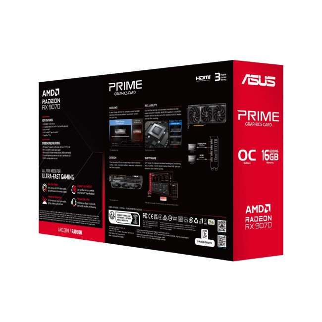ASUS Prime -RX9070-O16G-EVO AMD Radeon RX 9070 16 GB GDDR6 ASUS Prime -RX9070-O16G-EVO AMD Radeon RX 9070 16 GB GDDR6