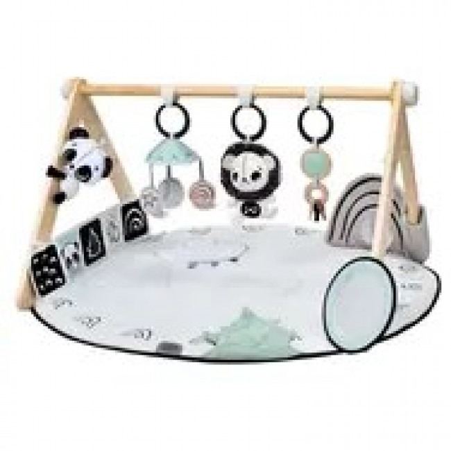 Kocyk Tiny Love Play z drewnianym trapezem Czarno-bia y / od urodzenia