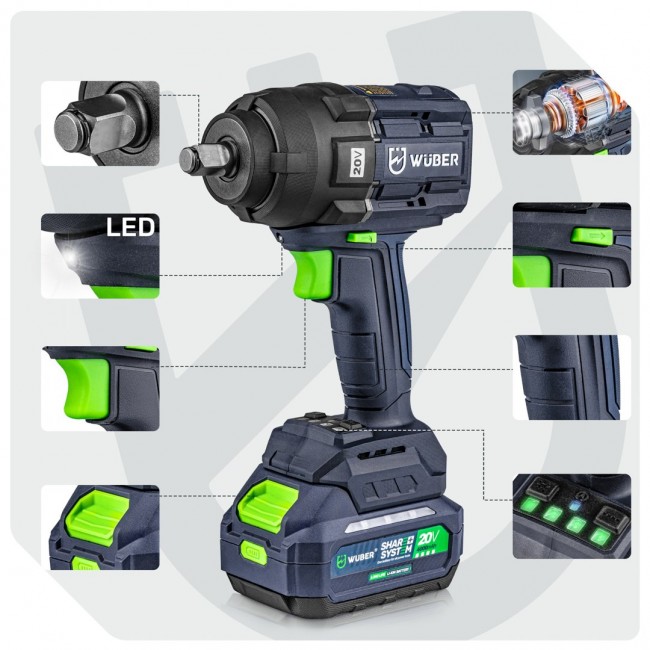 Brushless impact wrench 20 V W04604 WUBER