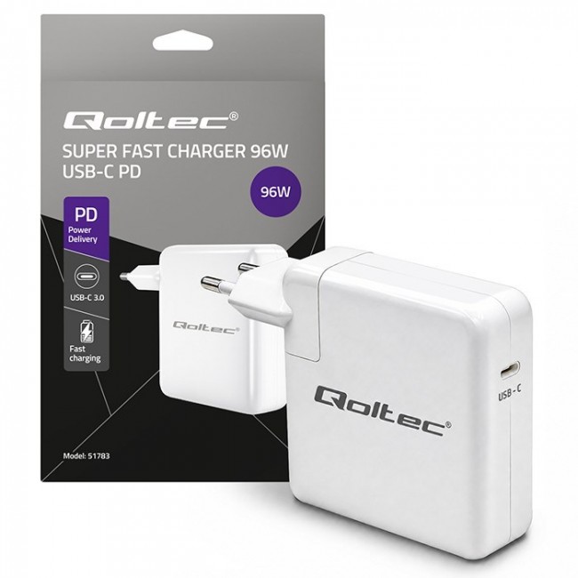 Qoltec 51783 PD 96W charger | 5-20V | 3-4.8A | USB-C