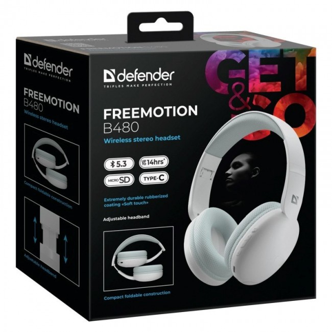 HEADPHONES DEFENDER BLUETOOTH FREEMOTION B480 WHITE HEADPHONES DEFENDER BLUETOOTH FREEMOTION B480 WHITE