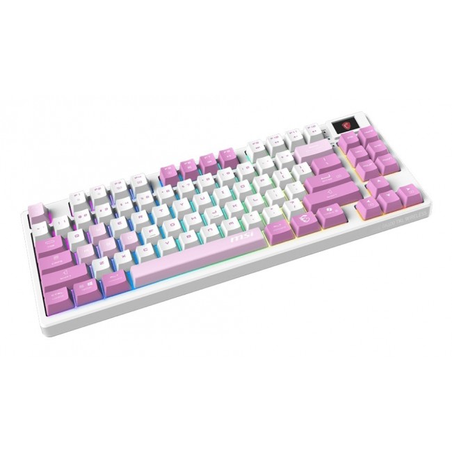 MSI FORGE GK600 TKL WIRELESS VIOLET keyboard Gaming USB + Bluetooth QWERTY UK English Pink, Violet, White