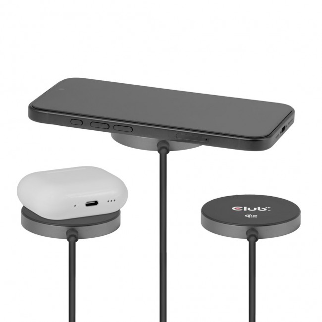 CLUB3D CAC-3027 Qi2 25W Wireless Charger Black Qi 2.2 MagSafe Compatible Magnetic Pad