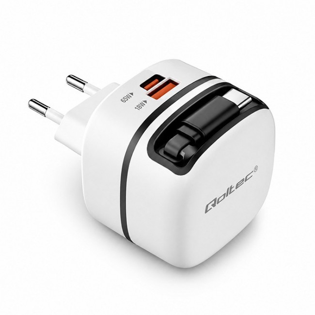 Qoltec 51784 GaN 65W charger | 5-20V | 3-3.25A | USB-C PD PPS