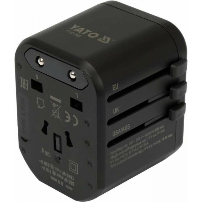 Yato YT-81300 mobile device charger Universal Black AC Fast charging Indoor