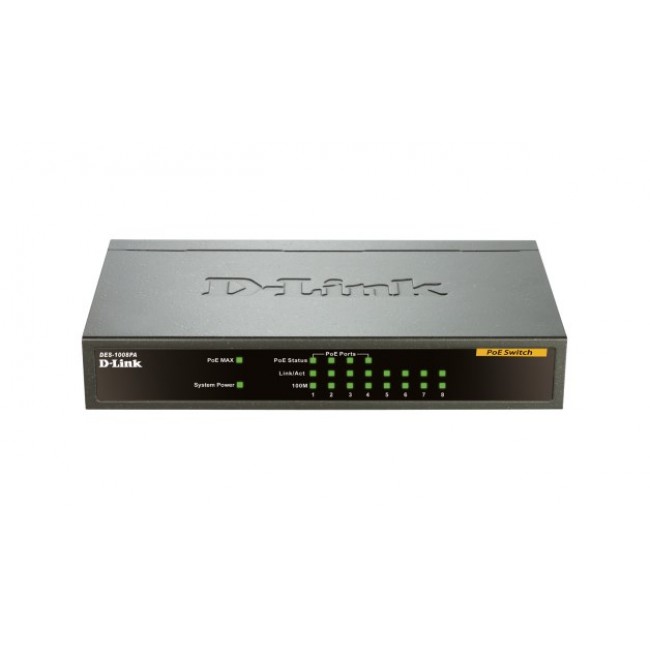 D-Link 8-port 10/100 Desktop Switch with 4 PoE Ports D-Link 8-port 10/100 Desktop Switch with 4 PoE Ports