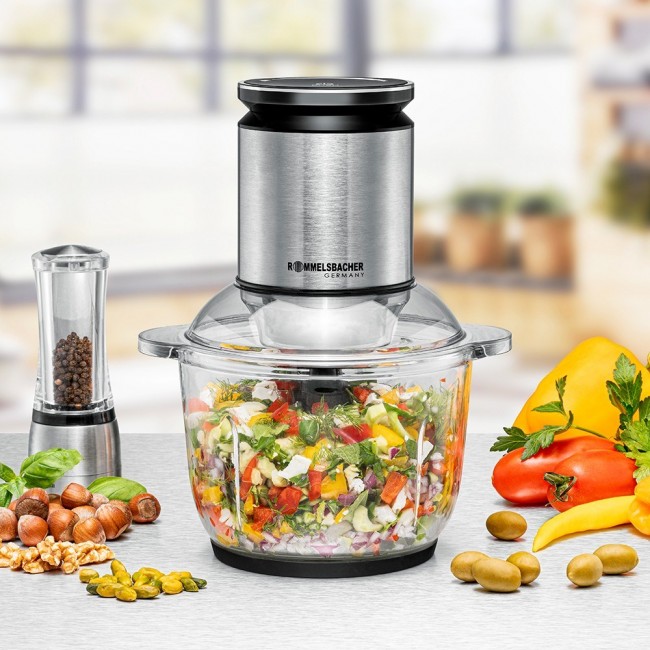 Rommelsbacher MZ 600 electric food chopper 2 L 600 W Black, Stainless steel