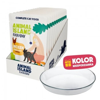 ANIMAL ISLAND Everyday Chicken in broth Box - wet cat food - 12x85g + free plate