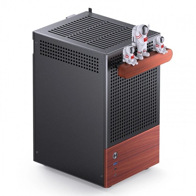 Jonsbo T6 PC Case, Mini-Tower, Mini-ITX, Tempered Glass, Wood, black