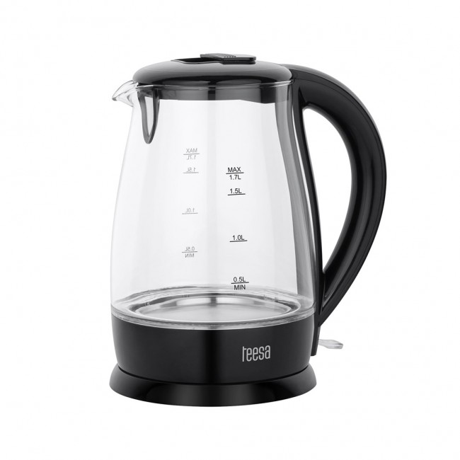 TEESA Electric Kettle, Glass, 2200 W, Black, 1.7 L TEESA Electric Kettle, Glass, 2200 W, Black, 1.7 L