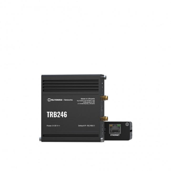 Teltonika Industrial router, IoT LTE gateway TRB246 Cat 4, 1x RJ45 100Mb/s, IP30 Teltonika Industrial router, IoT LTE gateway TRB246 Cat 4, 1x RJ45 100Mb/s, IP30