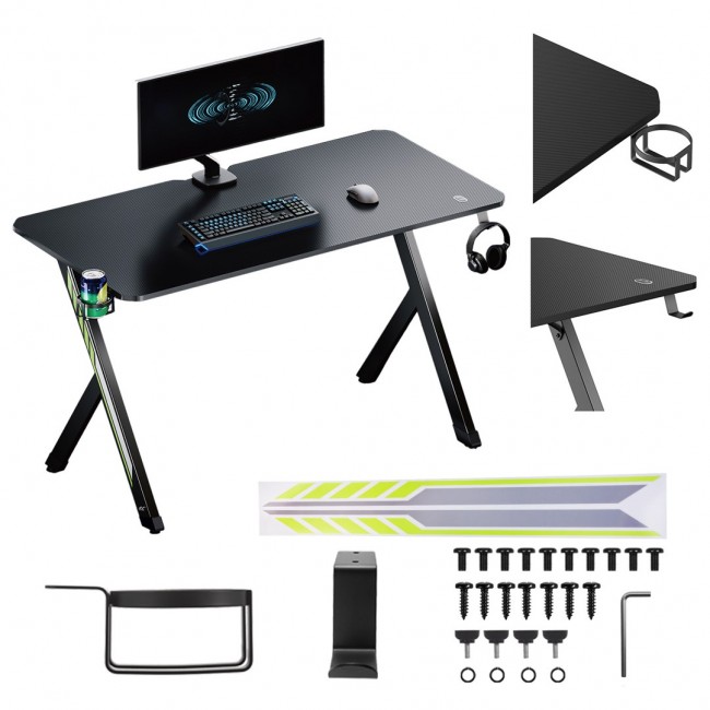 NanoRS gaming desk, black with headphone and cup holder, max. 75kg, dimensions 1200x600x750mm, RS101 NanoRS gaming desk, black with headphone and cup holder, max. 75kg, dimensions 1200x600x750mm, RS101