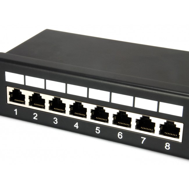 Equip 24-Port Cat.5e Shielded Patch Panel, Black Equip 24-Port Cat.5e Shielded Patch Panel, Black