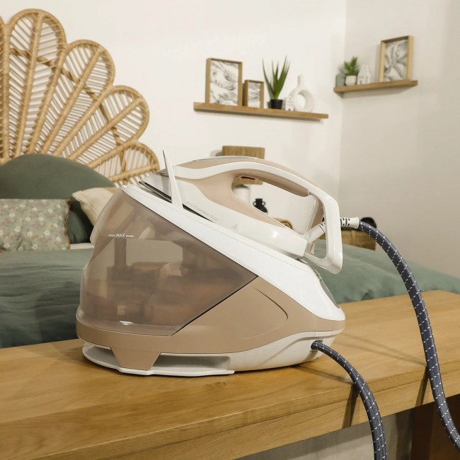 Tefal Pro Express Eco GV9E22E0 steam ironing station 2200 W 1.8 L Durilium AirGlide Autoclean soleplate Beige, White