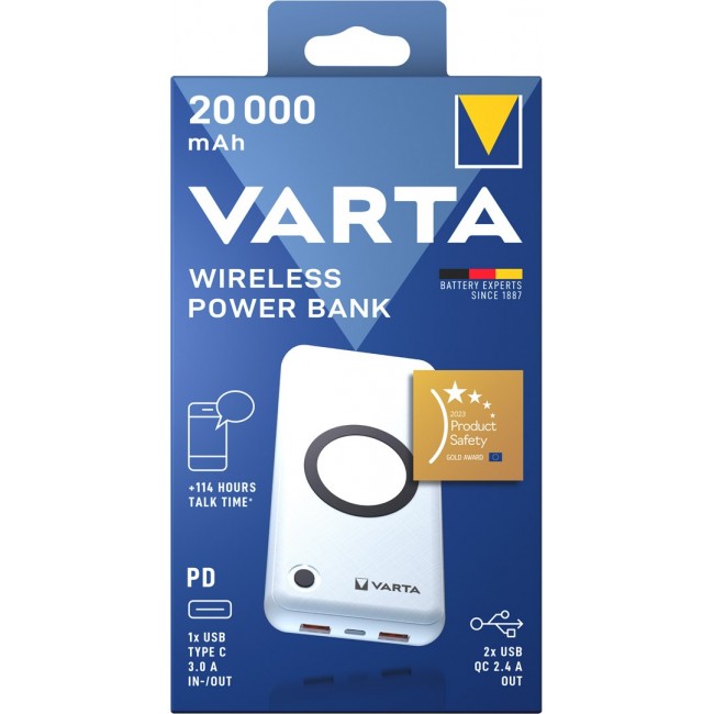 Varta 57909 101 111 power bank Lithium Polymer (LiPo) 20000 mAh Wireless charging White