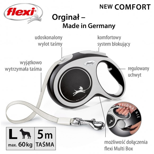 Flexi New COMFORT 8 m Black, Grey Dog Retractable lead Flexi New COMFORT 8 m Black, Grey Dog Retractable lead