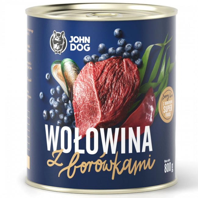 JOHN DOG Berry line Beef with blueberries - wet dog food - 800g JOHN DOG Berry line Beef with blueberries - wet dog food - 800g
