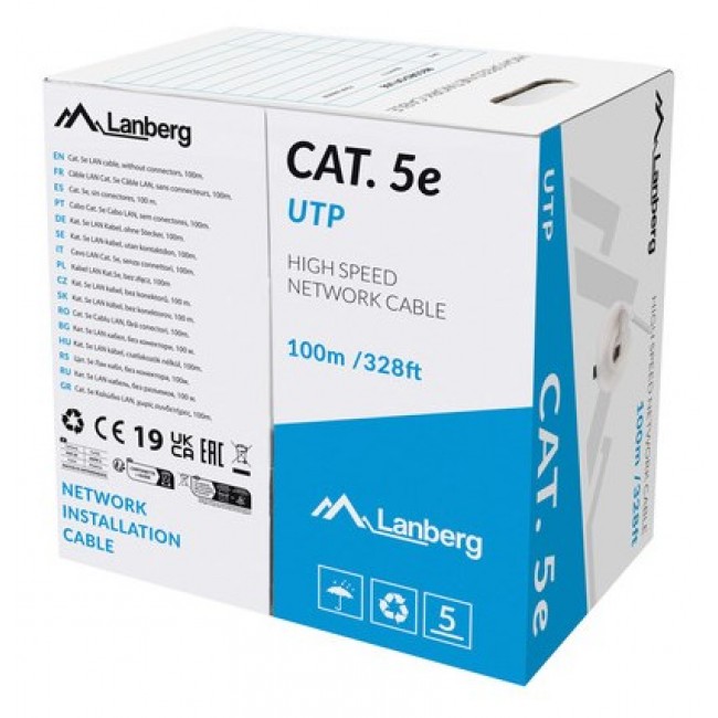 Lanberg LCU5-11CU-0100-S networking cable Grey 100 m Cat.5/Cat.5e U/UTP (UTP)