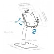 Manhattan Desktop Kiosk Stand (Anti theft) for Tablet and iPad, Universal, 360 Rotation, Tilt +20 to -110 , White, Lockable, Countertop Holder for 7.9