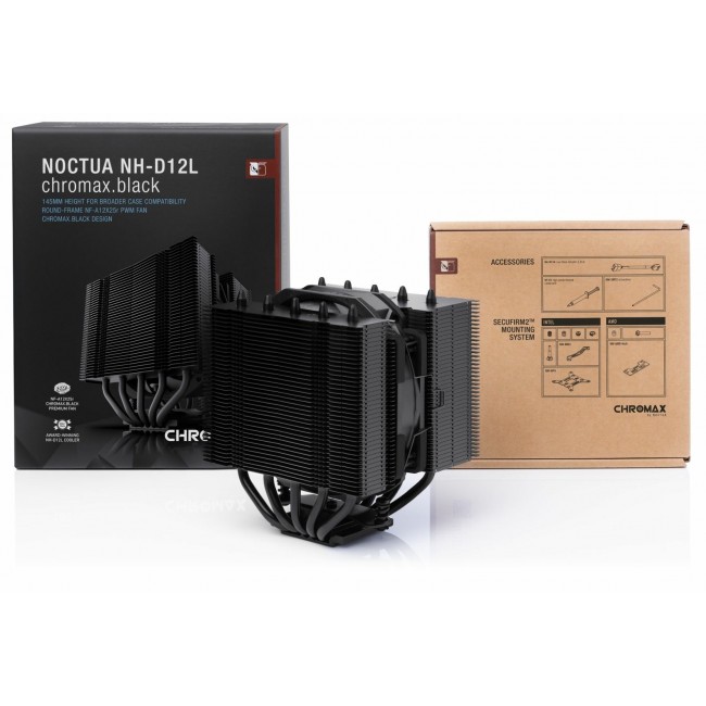 Noctua NH-D12L Processor Air cooler 12 cm Aluminium, Black 1 pc(s)