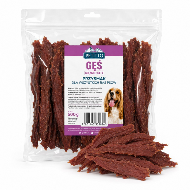 PETITTO Soft goose fillets - dog treat - 500g PETITTO Soft goose fillets - dog treat - 500g