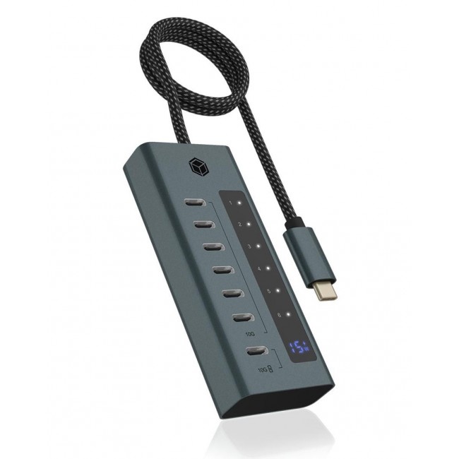 ICY BOX IB-HUB1457-C31 USB 3.2 Gen 1 (3.1 Gen 1) Type-C 10000 Mbit/s Blue, Grey