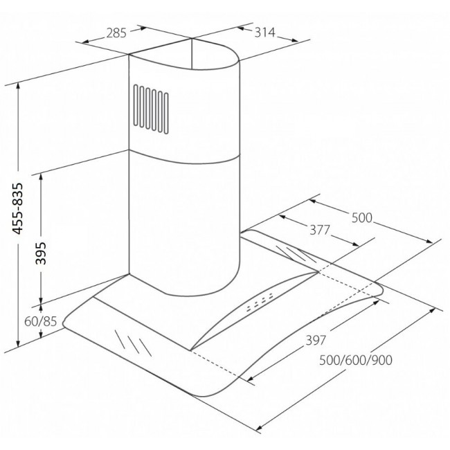 Chimney hood Akpo WK-4 Largo Eco 50 Wall-mounted Black Chimney hood Akpo WK-4 Largo Eco 50 Wall-mounted Black