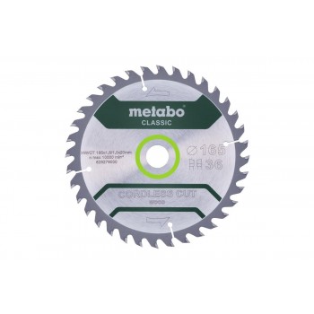 METABO CIRCULAR SAW BLADE HW/CT 165x20x36Z CORDLESS CUT WOOD CLASSIC