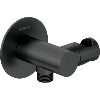 Round angled connector with handset holder