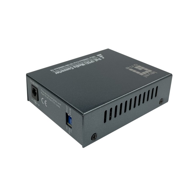 LevelOne RJ45 to SC Gigabit Media Converter, PoE PSE, Single-Mode Fiber, 20km