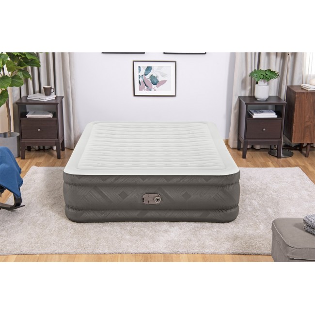 Bestway Fortech Air Mattress Queen with Built-in AC Pump and Antimicrobial Coating 2.03 m x 1.52 m x 46 cm
