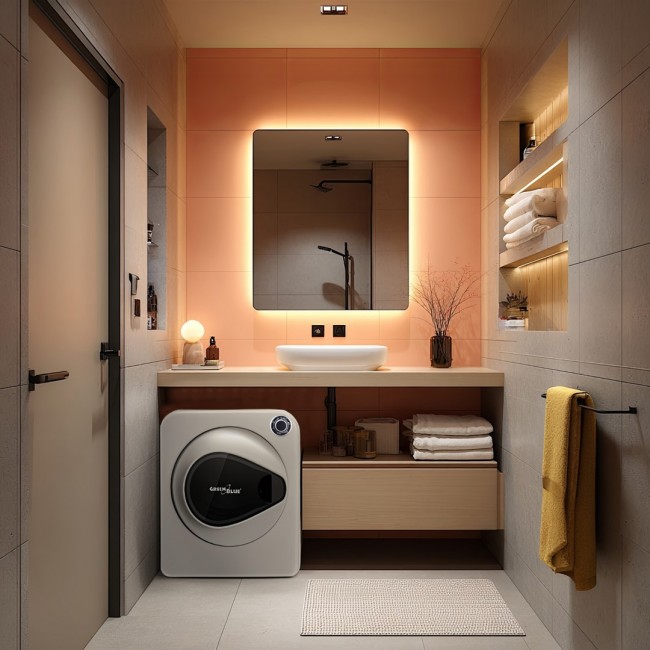 GreenBlue GB405 Tumble Dryer Electric Clothes 830W 3kg Mini Travel Vented Freestanding Wall Mount 5 Drying Programs
