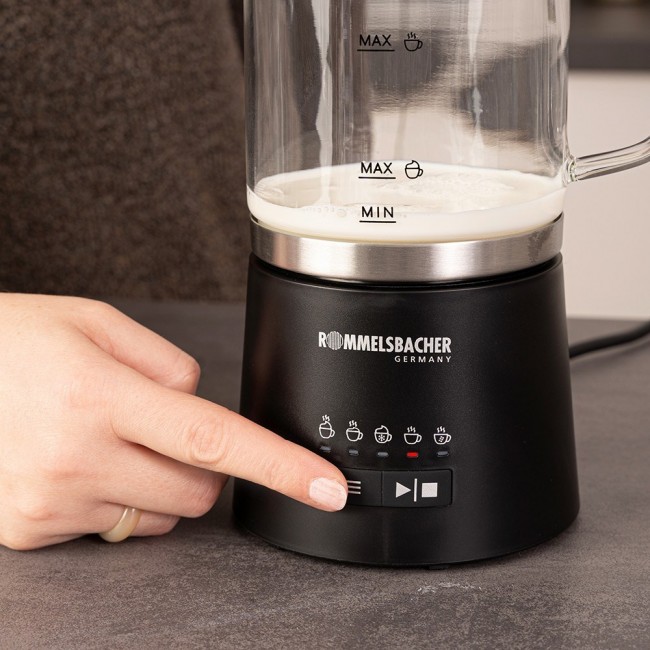 Rommelsbacher MS 625 milk frother/warmer Automatic milk frother/warmer Black, Stainless steel