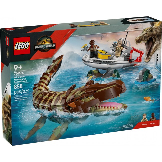 LEGO JURASSIC WORLD 76974 Brick-Built Mosasaurus Boat Mission