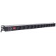 Intellinet Vertical Rackmount 12-Way Power Strip - German Type, With On/Off Switch and Overload Protection, 1.6m Power Cord