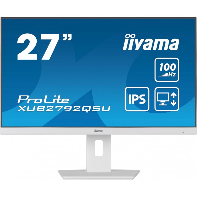 iiyama ProLite 27 QHD IPS technology panel with USB hub and 100Hz refresh rate and 150mm height adjustable stand