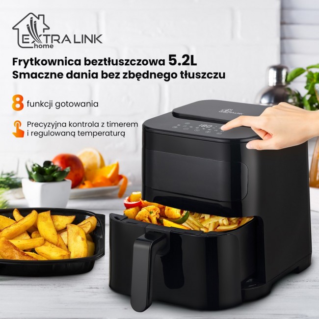 Extralink HOME AIR 5.2L EU SJ-520 fryer Single 1600 W Hot air fryer Black