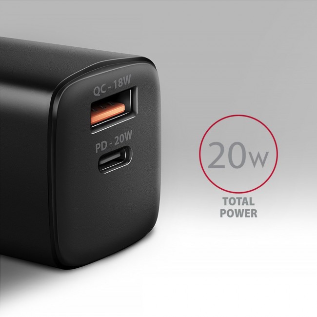 Axagon ACU-PQ20 wall charger QC3.0/AFC/FCP+ PD type-C 20 W - schwarz - USB Typ C Mobile phone, Smartphone, Smartwatch, Tablet, Universal Black AC Fast charging Indoor Axagon ACU-PQ20 wall charger QC3.0/AFC/FCP+ PD type-C 20 W - schwarz - USB Typ C Mobile phone, Smartphone, Smartwatch, Tablet, Universal Black AC Fast charging Indoor