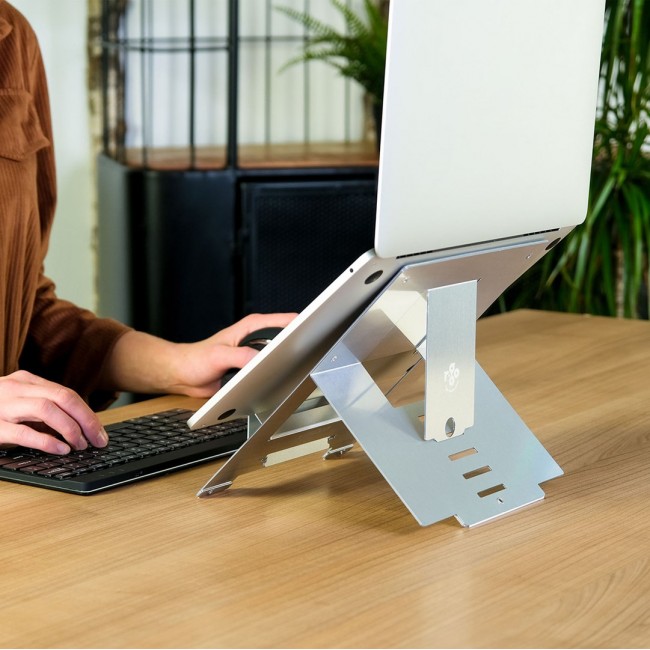 R-Go Tools Laptop stand R-Go Riser Flexible, adjustable folding laptop riser, ergonomic, Hylite aluminum, silver