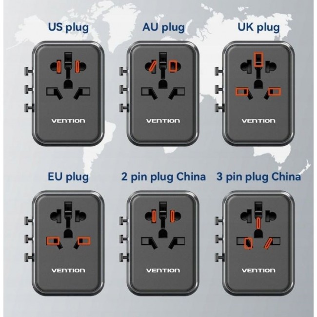 Vention 65W GaN Travel Adapter and Charger 2x USB-A 2x USB-C Vention 65W GaN Travel Adapter and Charger 2x USB-A 2x USB-C