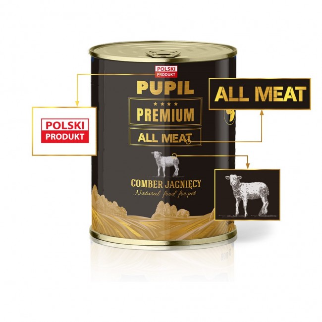 PUPIL Premium All Meat Gold Saddle of lamb - wet dog food - 800g
