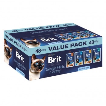 BRIT Premium by Nature Delicate fillets in gravy Box - wet cat food - 48x85g